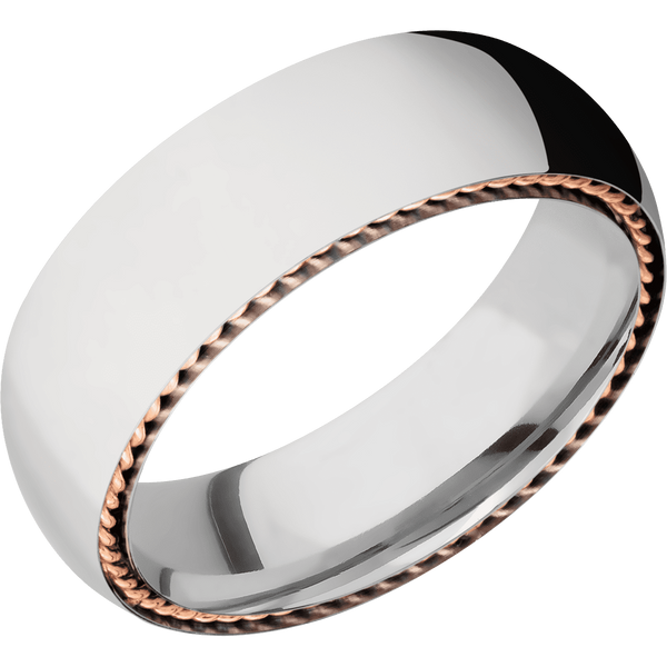 Cobalt Chrome Men's Ring with 14K Rose Gold Cobalt Chrome Men's Wedding Band