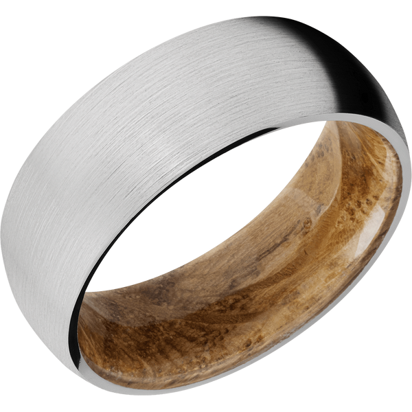 Platinum Men's Ring with Whiskey Barrel Wood Sleeve Wood Men's Wedding Band