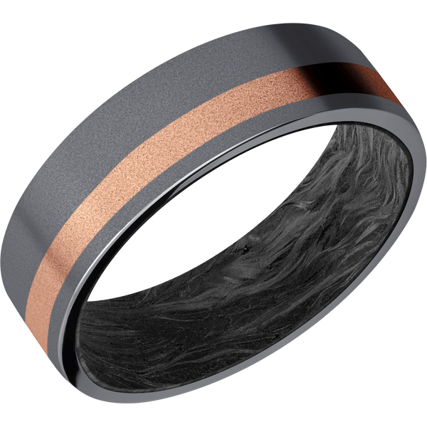 Tantalum Men's Ring with 14K Rose Gold and Carbon Fiber Carbon Fiber Men's Wedding Band