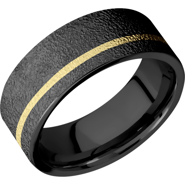 Black Zirconium Men's Ring with 14K Yellow Gold 14K Gold Men's Wedding Band
