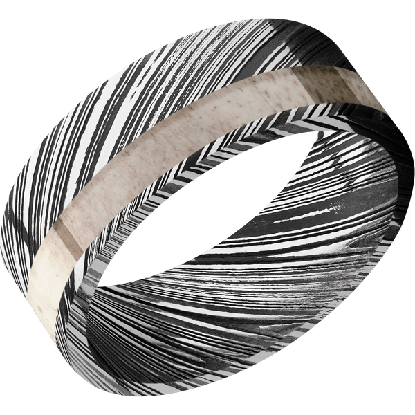 Damascus Steel Men's Ring with Antler Damascus Steel Men's Wedding Band