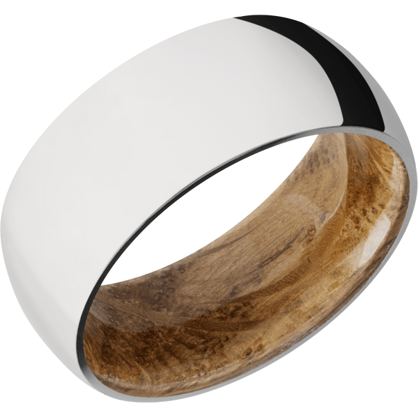 Cobalt Chrome Men's Ring with Whiskey Barrel Wood Cobalt Chrome Men's Wedding Band