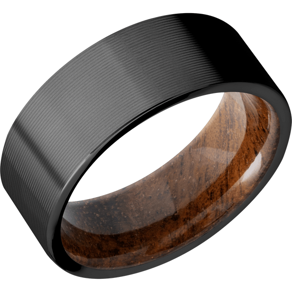 Black Zirconium Men's Ring with Koa Wood Wood Men's Wedding Band