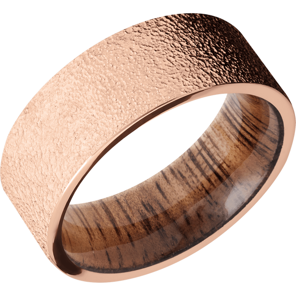 14K Rose Gold Men's Ring with Koa Wood 14K Gold Men's Wedding Band