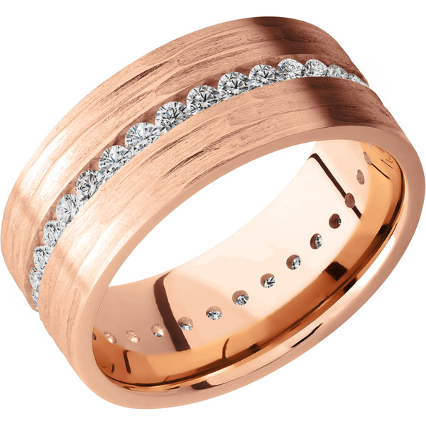 14K Rose Gold Men's Ring with Diamond 14K Gold Men's Wedding Band