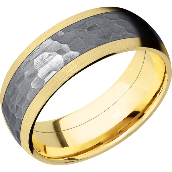 14K Yellow Gold Men's Ring with Tantalum 14K Gold Men's Wedding Band