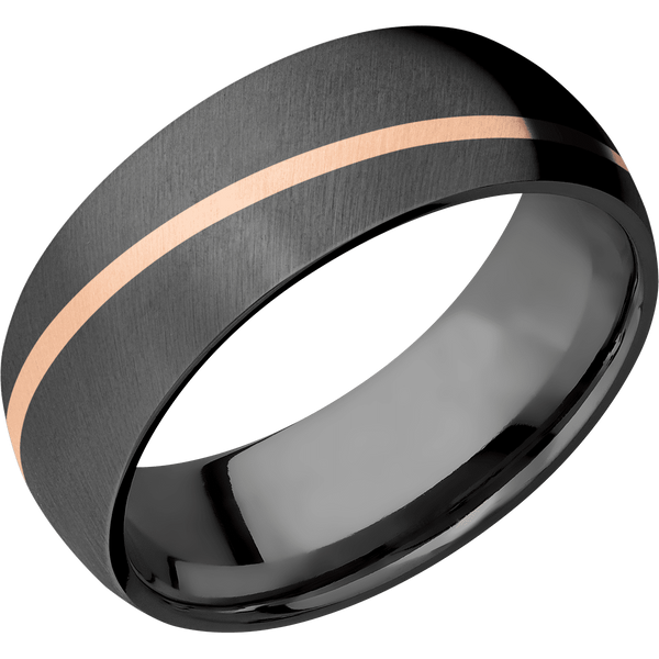 Black Zirconium Men's Ring with 14K Rose Gold 14K Gold Men's Wedding Band