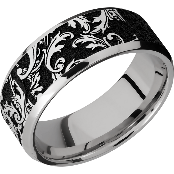 Cobalt Chrome Men's Ring with Leaf Design Cobalt Chrome Men's Wedding Band
