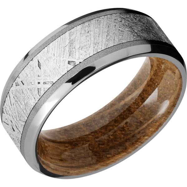 Titanium Men's Ring with Gibeon Meteorite and Whiskey Barrel Wood Wood Men's Wedding Band
