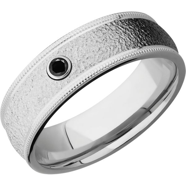 Cobalt Chrome Men's Ring with Black Diamond Cobalt Chrome Men's Wedding Band