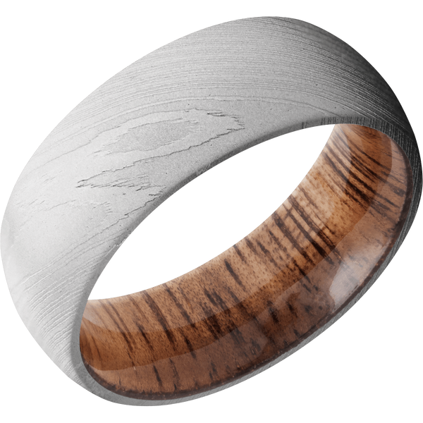 Damascus Steel Men's Ring with Koa Wood Damascus Steel Men's Wedding Band