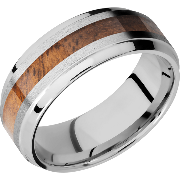 Cobalt Chrome Men's Ring with Koa Wood Cobalt Chrome Men's Wedding Band