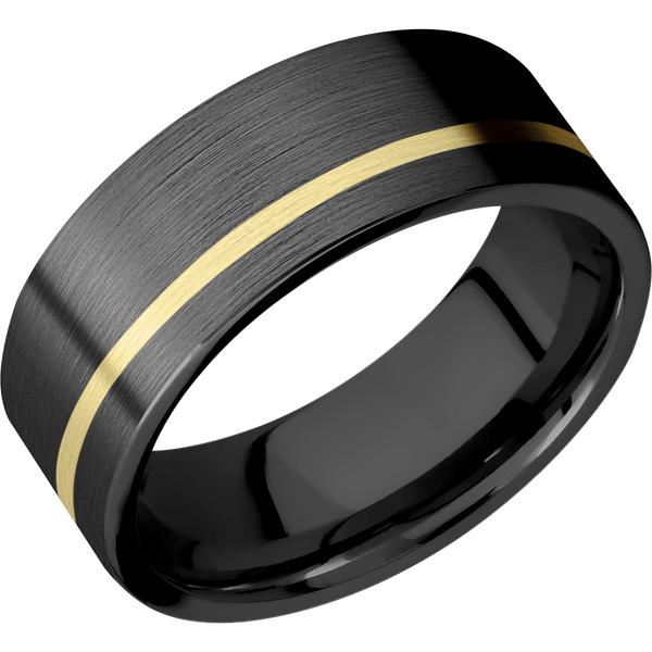 Black Zirconium Men's Ring with 14K Yellow Gold 14K Gold Men's Wedding Band