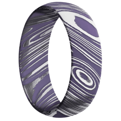Damascus Steel Men's Ring with Cerakote Cerakote Men's Wedding Band