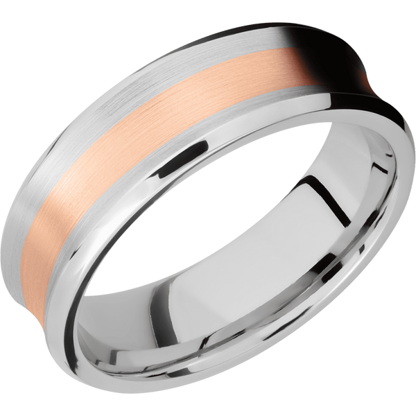Cobalt Chrome Men's Ring with 14K Rose Gold Cobalt Chrome Men's Wedding Band