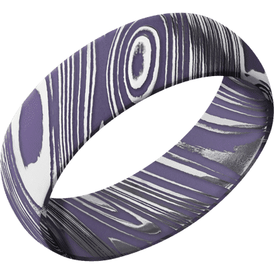 Damascus Steel Men's Ring with Cerakote Cerakote Men's Wedding Band