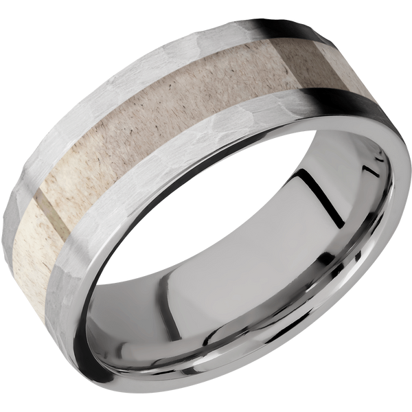 Titanium Men's Ring with Antler All Rings Men's Wedding Band