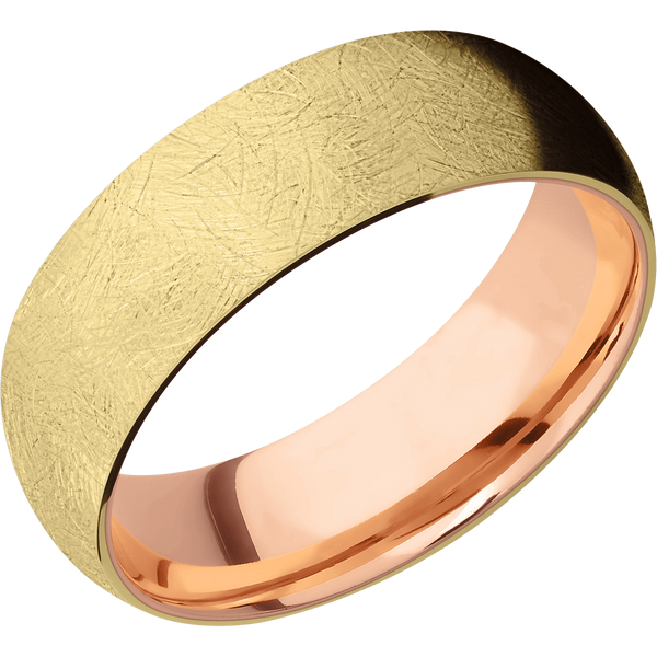 14K Yellow Gold Men's Ring with 14K Rose Gold 14K Gold Men's Wedding Band