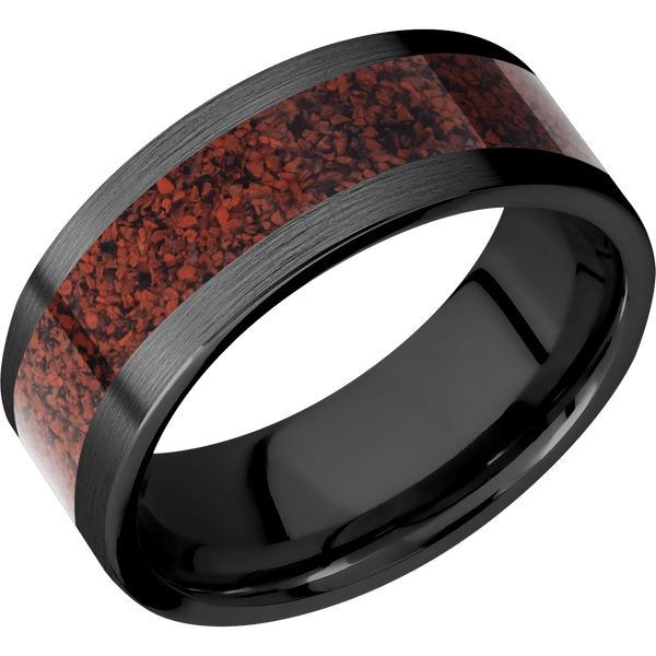Black Zirconium Men's Ring with Dinosaur Bone