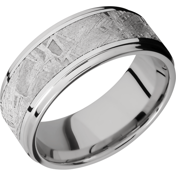 Cobalt Chrome Men's Ring with Gibeon Meteorite Cobalt Chrome Men's Wedding Band