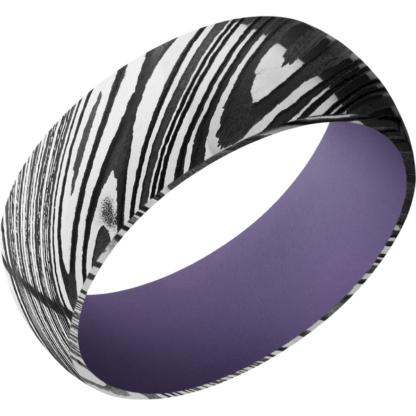 Damascus Steel Men's Ring with Cerakote Damascus Steel Men's Wedding Band
