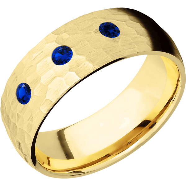 14K Yellow Gold Men's Ring with Sapphire 14K Gold Men's Wedding Band
