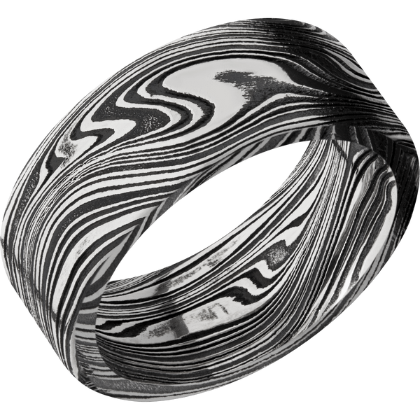 Marble Damascus Steel Men's Ring Damascus Steel Men's Wedding Band