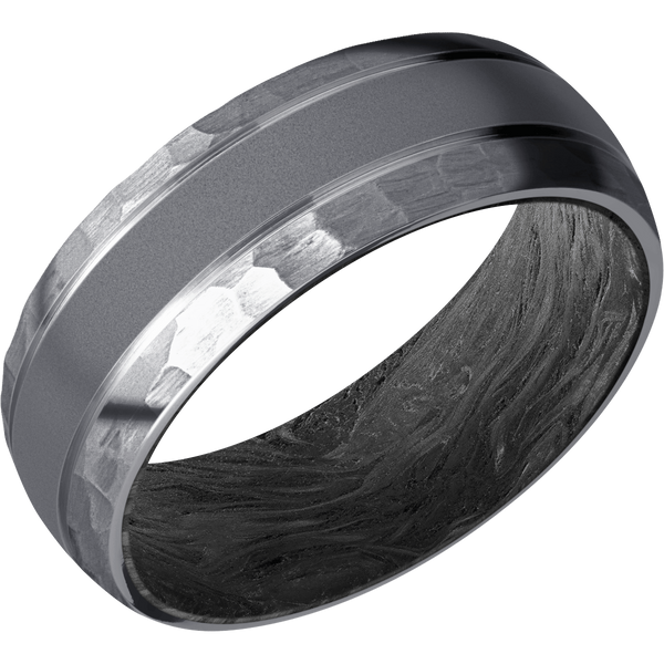 Tantalum Men's Ring with Carbon Fiber Carbon Fiber Men's Wedding Band