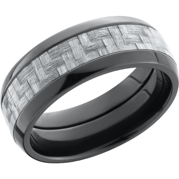 Black Zirconium Men's Ring with Carbon Fiber Carbon Fiber Men's Wedding Band