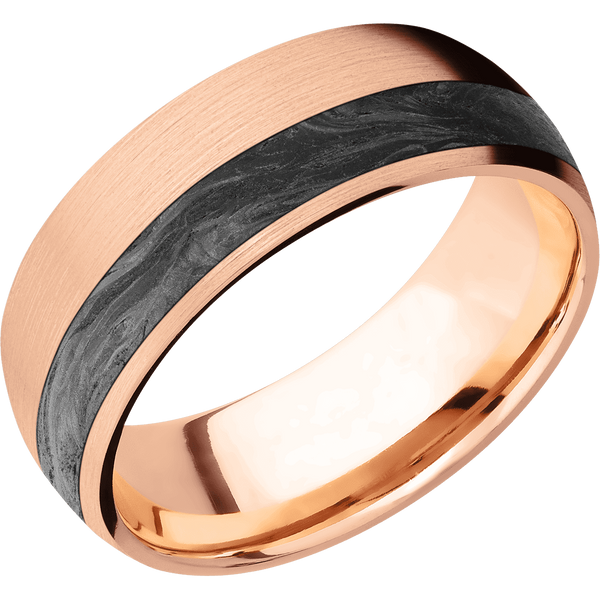 14K Rose Gold Men's Ring with Carbon Fiber Carbon Fiber Men's Wedding Band