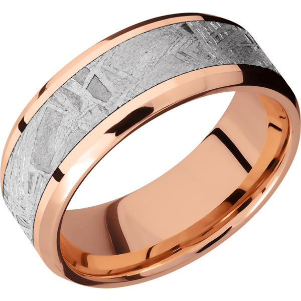 14K Rose Gold Men's Ring with Meteorite 14K Gold Men's Wedding Band