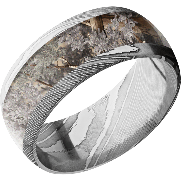 Damascus Steel Men's Ring with Kings Camo Damascus Steel Men's Wedding Band