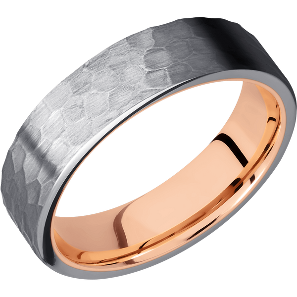 Tantalum Men's Ring with 14K Rose Gold Narrow Rings Men's Wedding Band