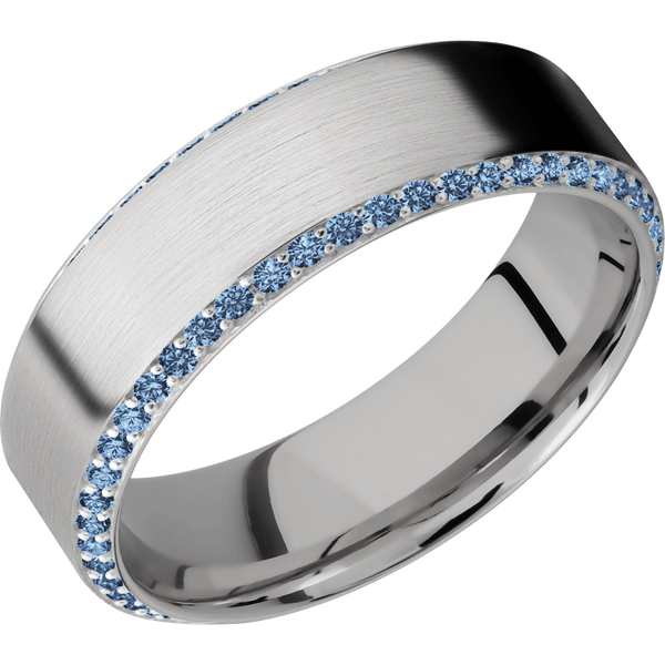 14K White Gold Men's Ring with Denim Sapphire 14K Gold Men's Wedding Band