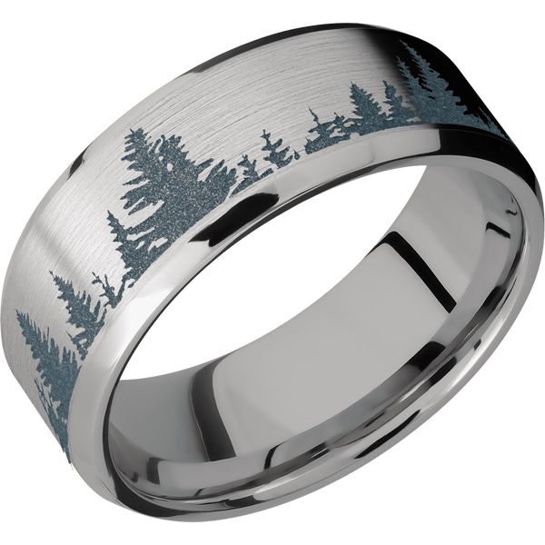 Titanium Men's Ring with Spruce Tree Design Tree Designs Men's Wedding Band