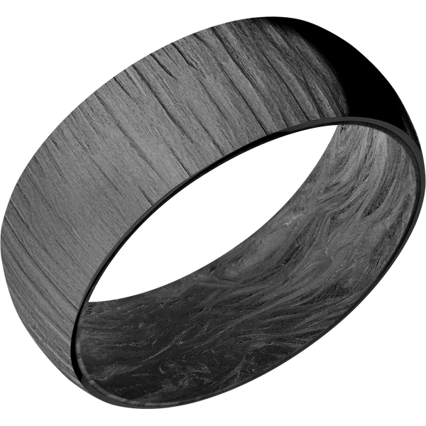 Black Zirconium Men's Ring with Carbon Fiber Carbon Fiber Men's Wedding Band