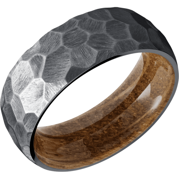 Tantalum Men's Ring with Whiskey Barrel Wood Wood Men's Wedding Band