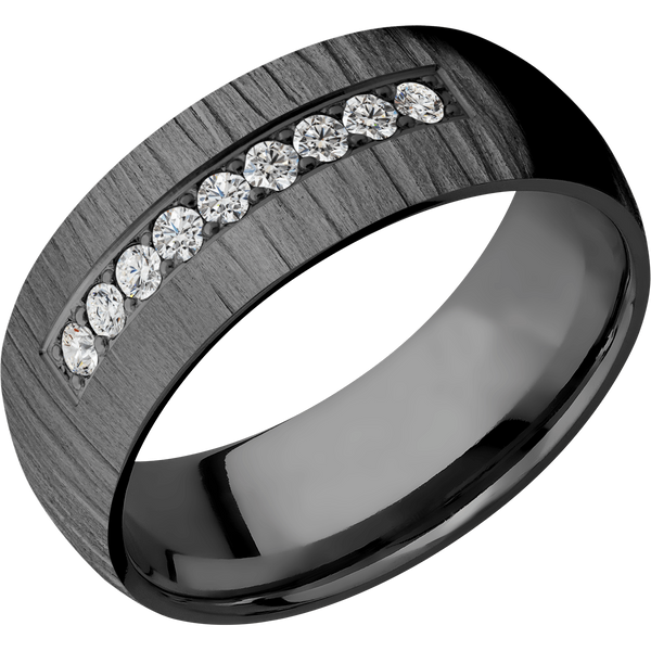 Black Zirconium Men's Ring with Lab Diamond All Rings Men's Wedding Band