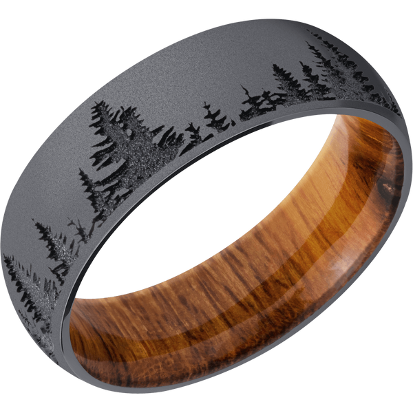 Tantalum Men's Ring with Spruce Tree Design and Desert Ironwood Included in Sale Pricing Men's Wedding Band