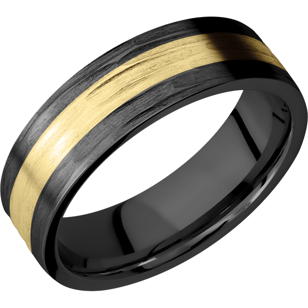 Black Zirconium Men's Ring with 14K Yellow Gold 14K Gold Men's Wedding Band