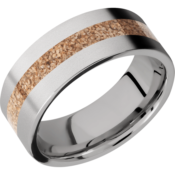 Titanium Men's Ring with Dinosaur Bone Dinosaur Bone Men's Wedding Band