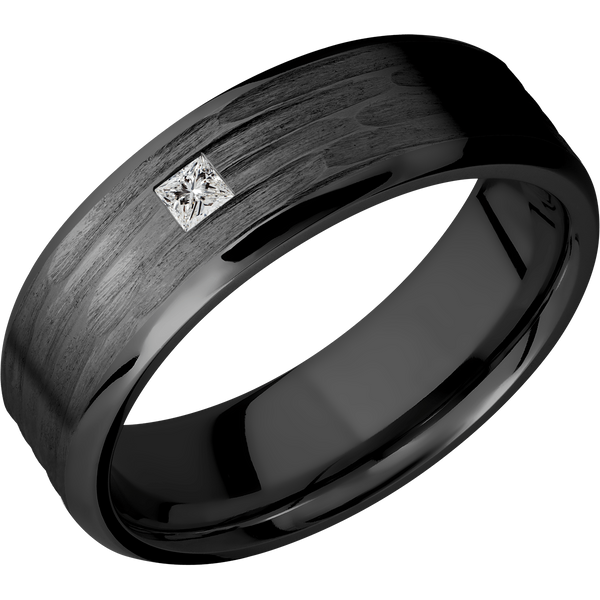Black Zirconium Men's Ring with Diamond All Rings Men's Wedding Band