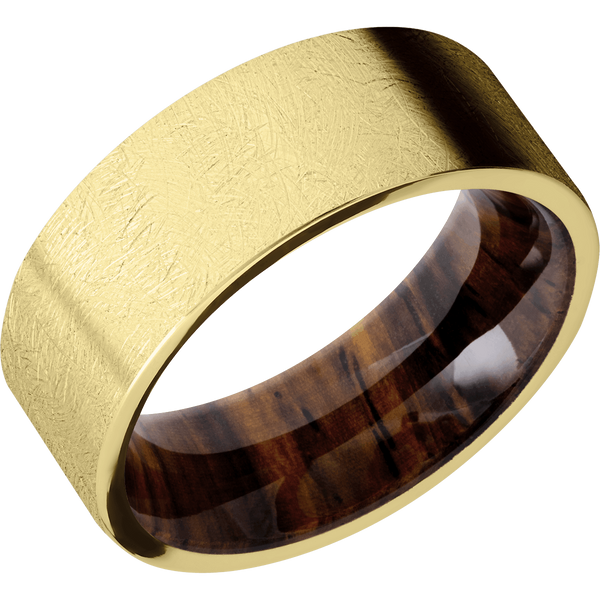 14K Yellow Gold Men's Ring with Cocobolo 14K Gold Men's Wedding Band