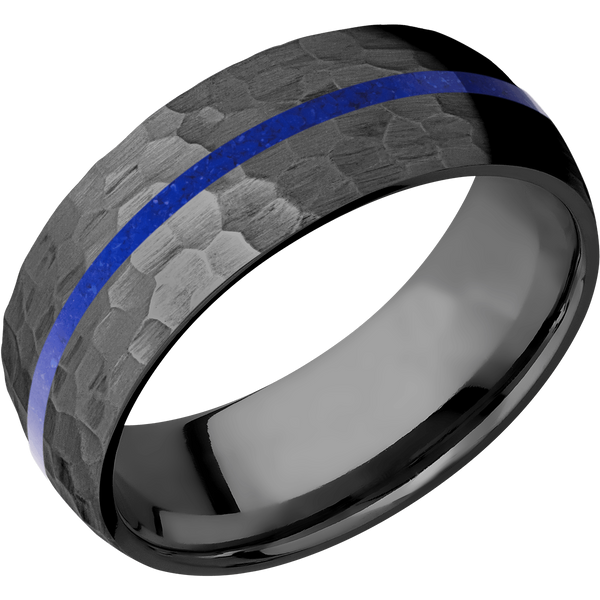 Black Zirconium Men's Ring with Lapis Lazuli