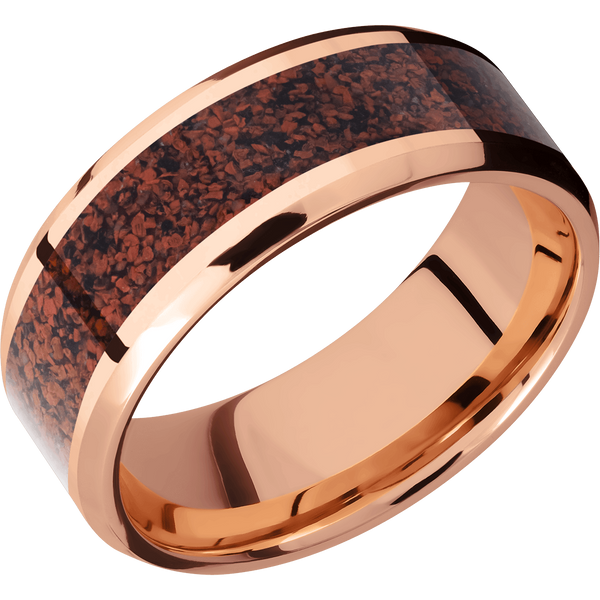 14K Rose Gold Men's Ring with Dinosaur Bone Dinosaur Bone Men's Wedding Band