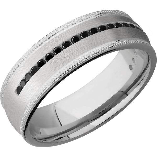 Titanium Men's Ring with Black Diamond Titanium Men's Wedding Band