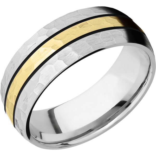 Cobalt Chrome Men's Ring with 14K Yellow Gold Cerakote Men's Wedding Band