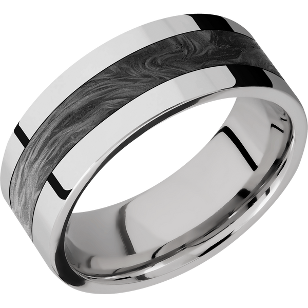 Platinum Men's Ring with Carbon Fiber