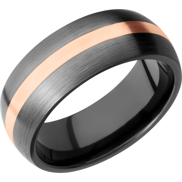 Black Zirconium Men's Ring with 14K Rose Gold 14K Gold Men's Wedding Band