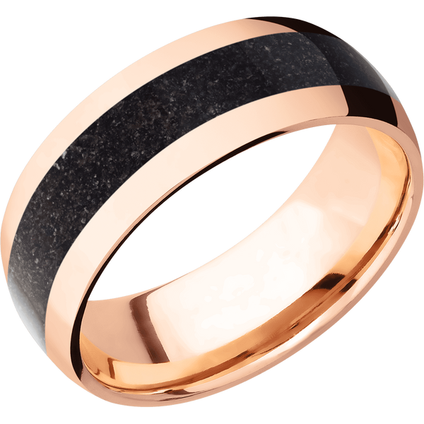 14K Rose Gold Men's Ring with Dinosaur Bone Dinosaur Bone Men's Wedding Band
